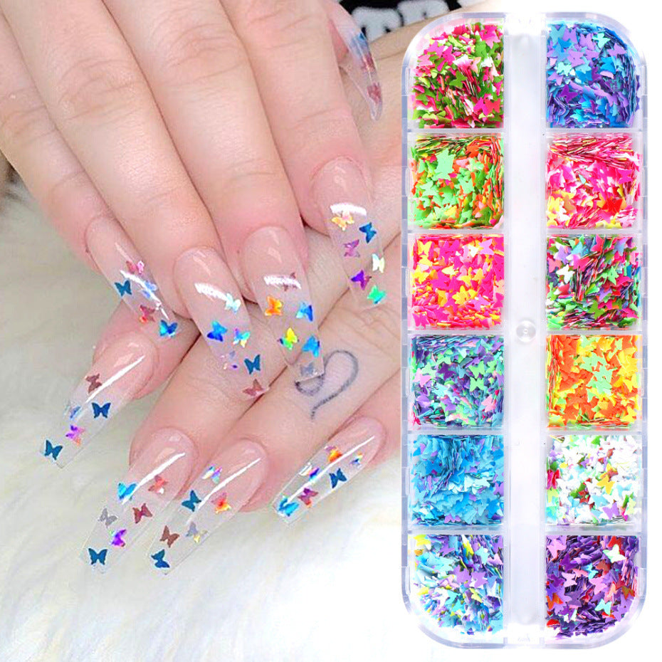 Symphony butterfly sequin nail