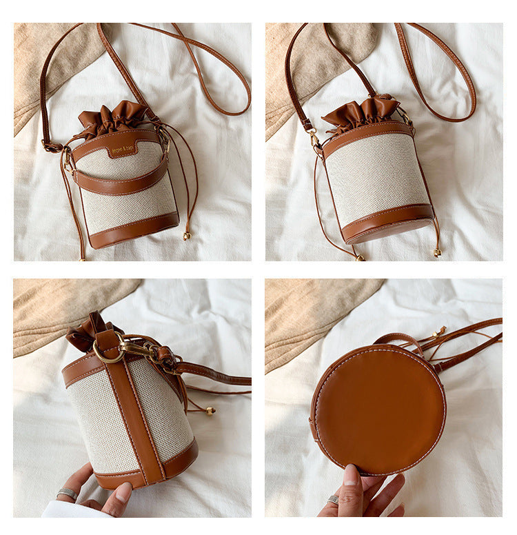 Bucket Drawstring Cylindrical Shoulder Bag