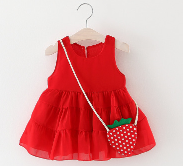 Baby chiffon red strap dress