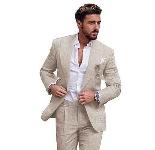 Men's Large Single Row One Button Solid Color Two-piece Set