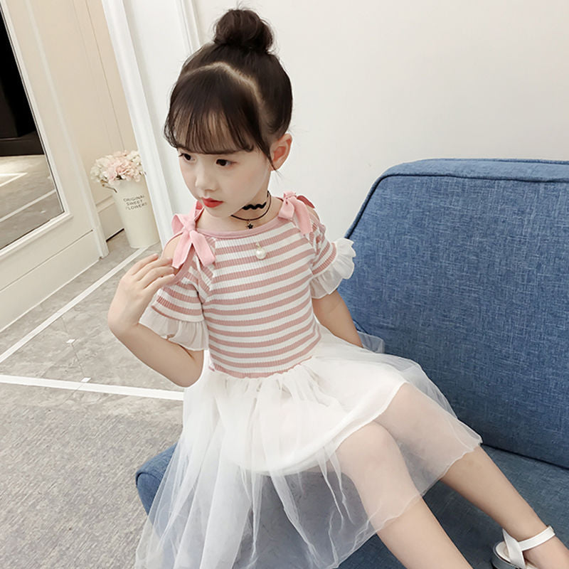 Girls summer dresses fashion strapless mesh skirt