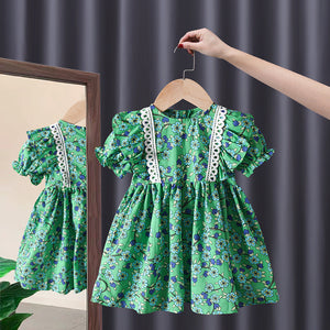 Women's Short Sleeve Floral Princess Dress