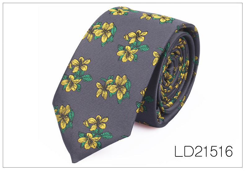 Men's Tie Casual Fashion Yarn-dyed 6cm Flower Graffiti