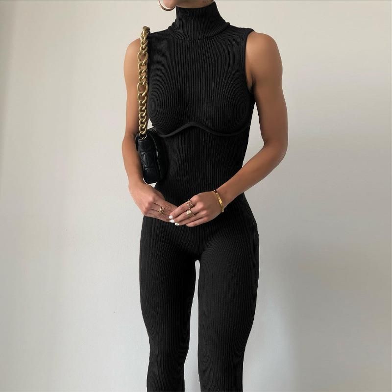 High-necked Sleeveless Jumpsuit