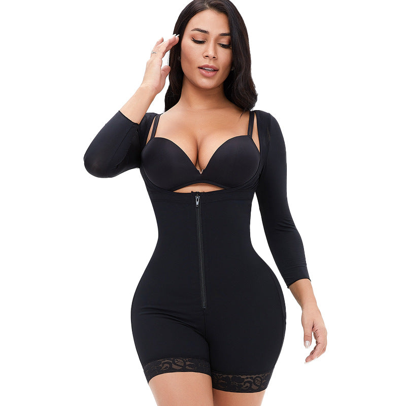 Plus-size Breasted Onesie High Waist Long Sleeve Body Shaper