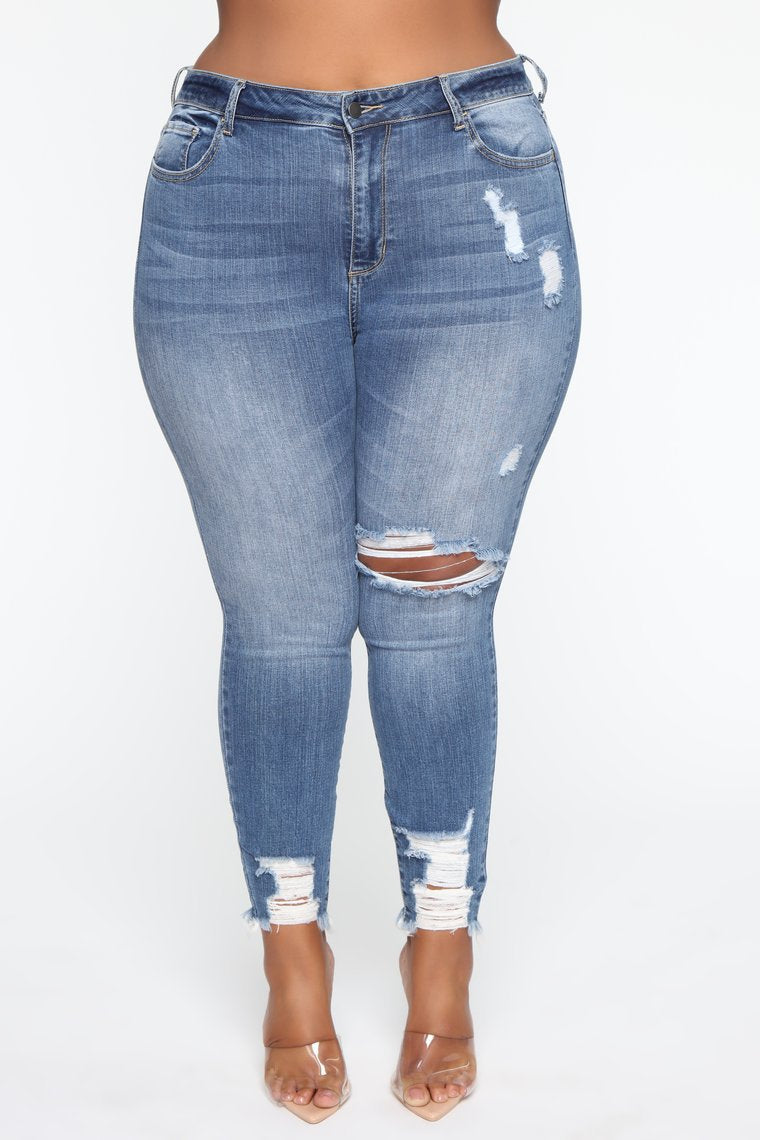 Stretch Ripped Plus Size Jeans