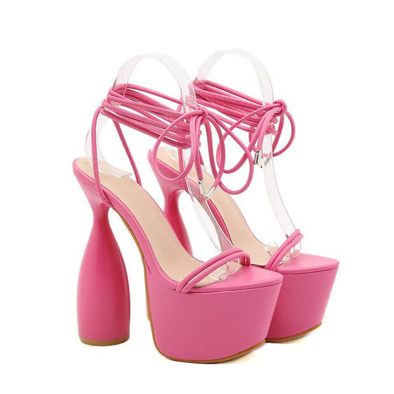 Cross Straps Thick-soled High-heeled Sandals