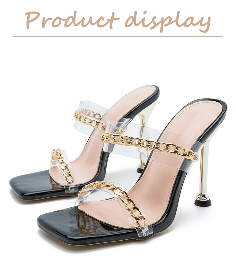 High Heel Slippers Fashion Chain Design