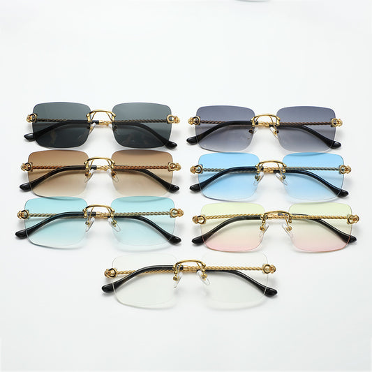 FS2023 Metal Frameless Square Trimming Gradient Sunglasses