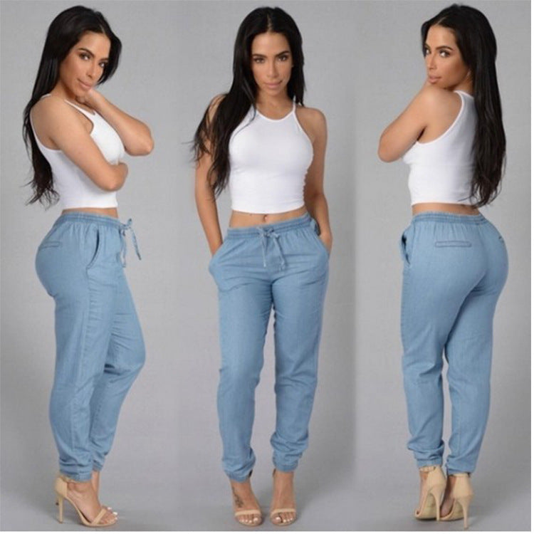 Fashion Loose Solid Color Denim Trousers