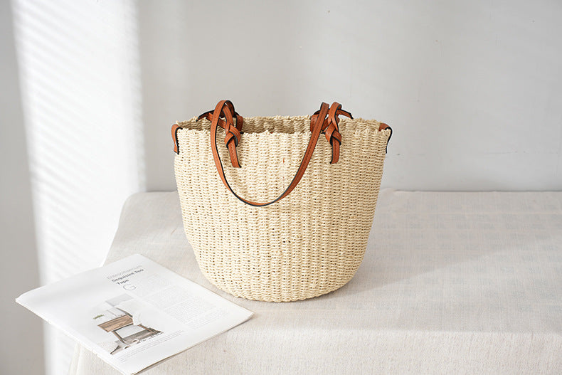 Women's Straw Woven Shoulder Tote Bag