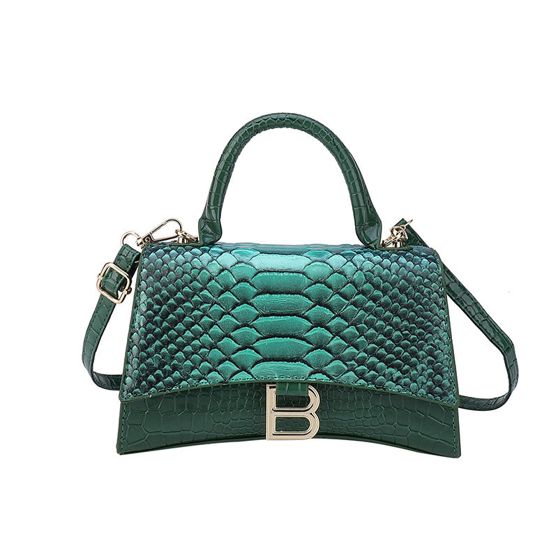 Women's Snake Pattern B Word Handbag