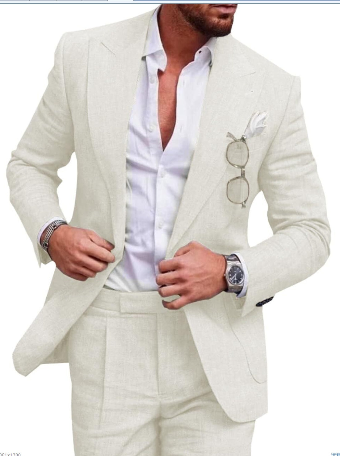 Men's Large Single Row One Button Solid Color Two-piece Set