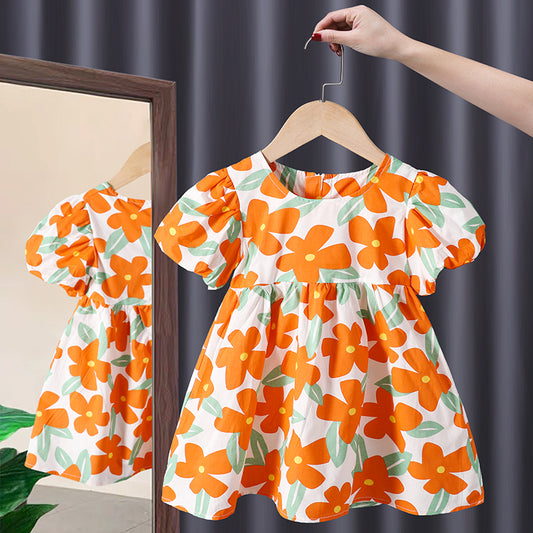 Women's Short Sleeve Floral Princess Dress