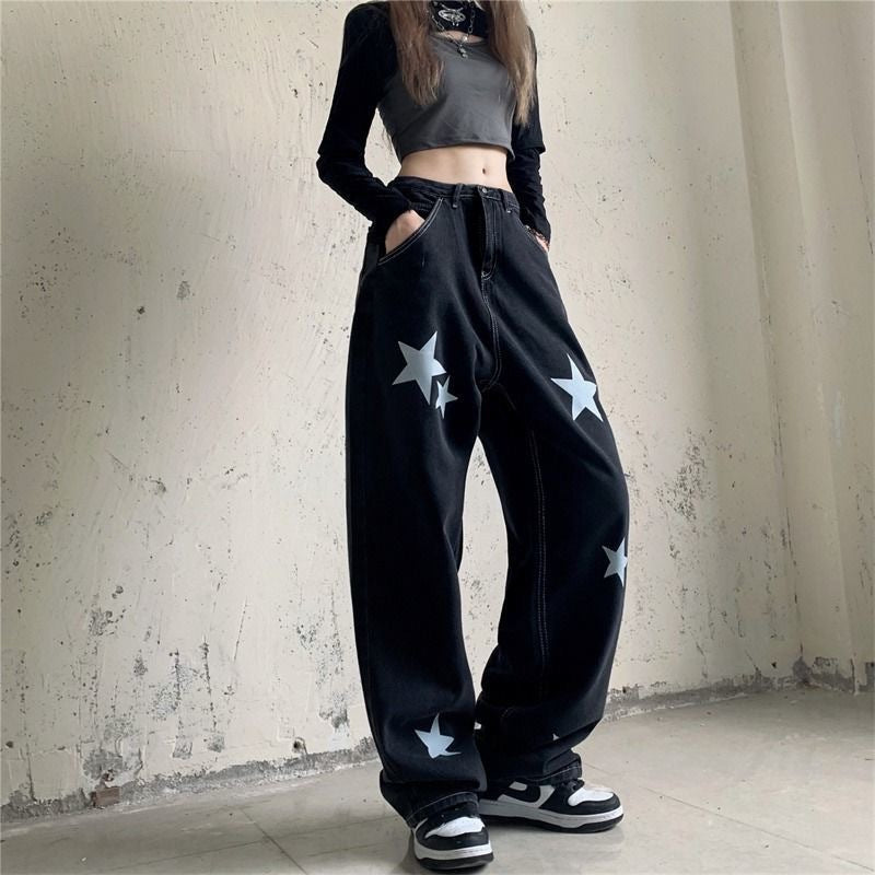 Straight Retro High Waist Wide Leg Long Pants