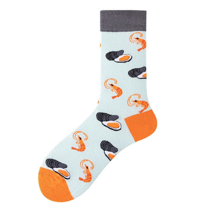 Men's Creative Printed Ocean Series Mid Length Socks