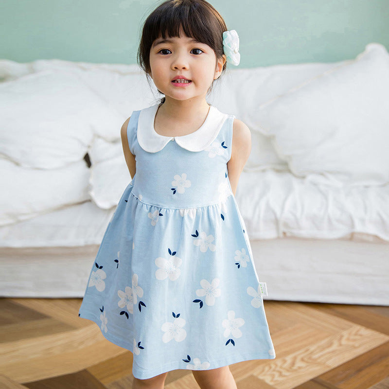 Girls Sleeveless Doll Collar Vest Dress