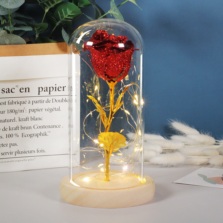 Eternal Rose Flowers LED Light In Glass