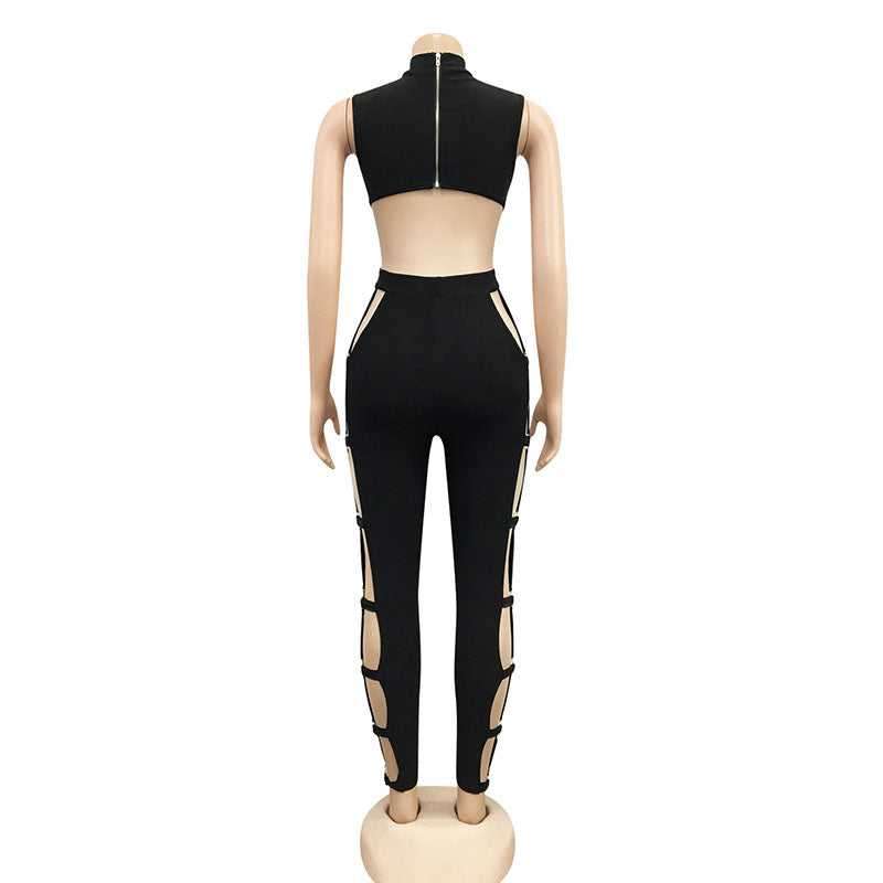 Hollow back skinny jumpsuit