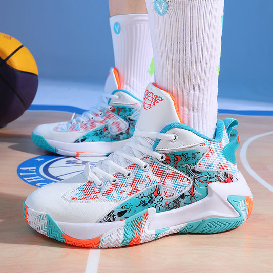 Basketball Graffiti Rubber Breathable High Top Shoes