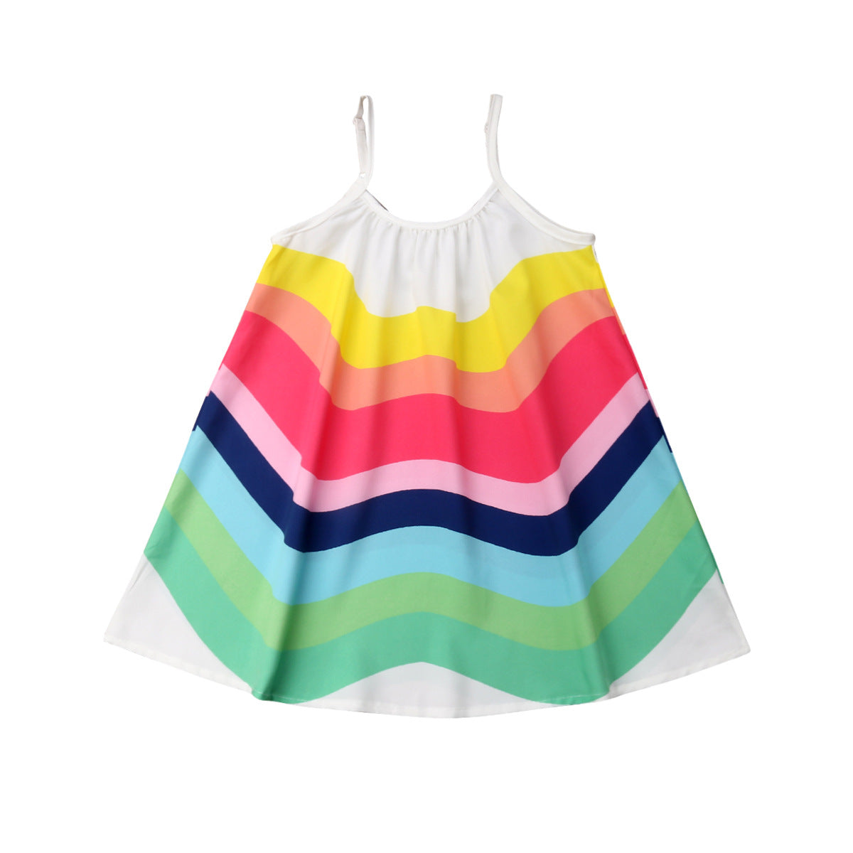 Girls' suspenders summer loose rainbow color sleeveless dress