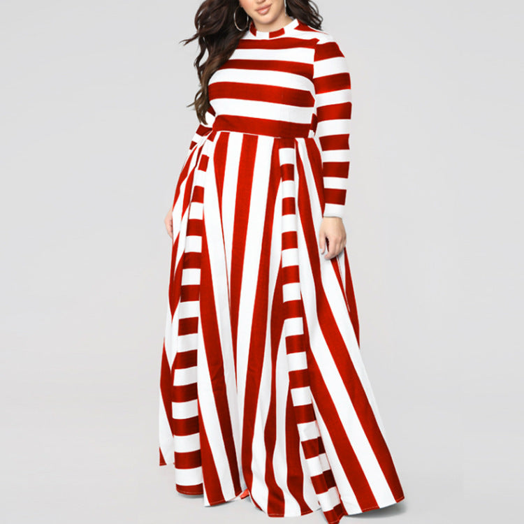 Loose Women's Plus Size Striped Dress