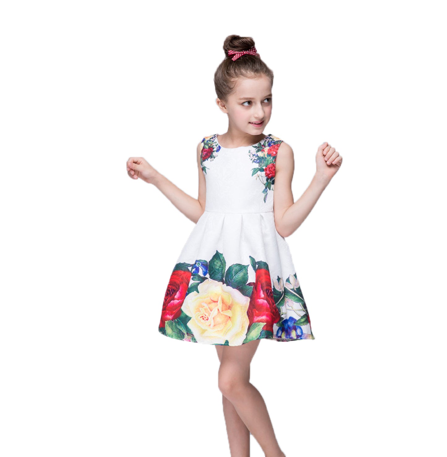 Girls Floral Print Princess Dress