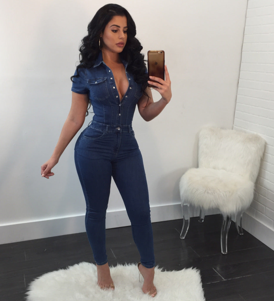 Solid Color Casual Jumpsuit