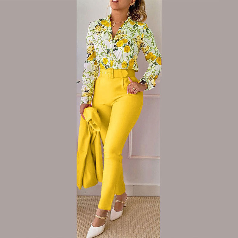 Elegant Printed Long Sleeve Fashion Suit Set