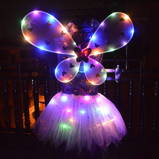 Glowing Butterfly Wings Flower Fairy Stick Three-piece Set