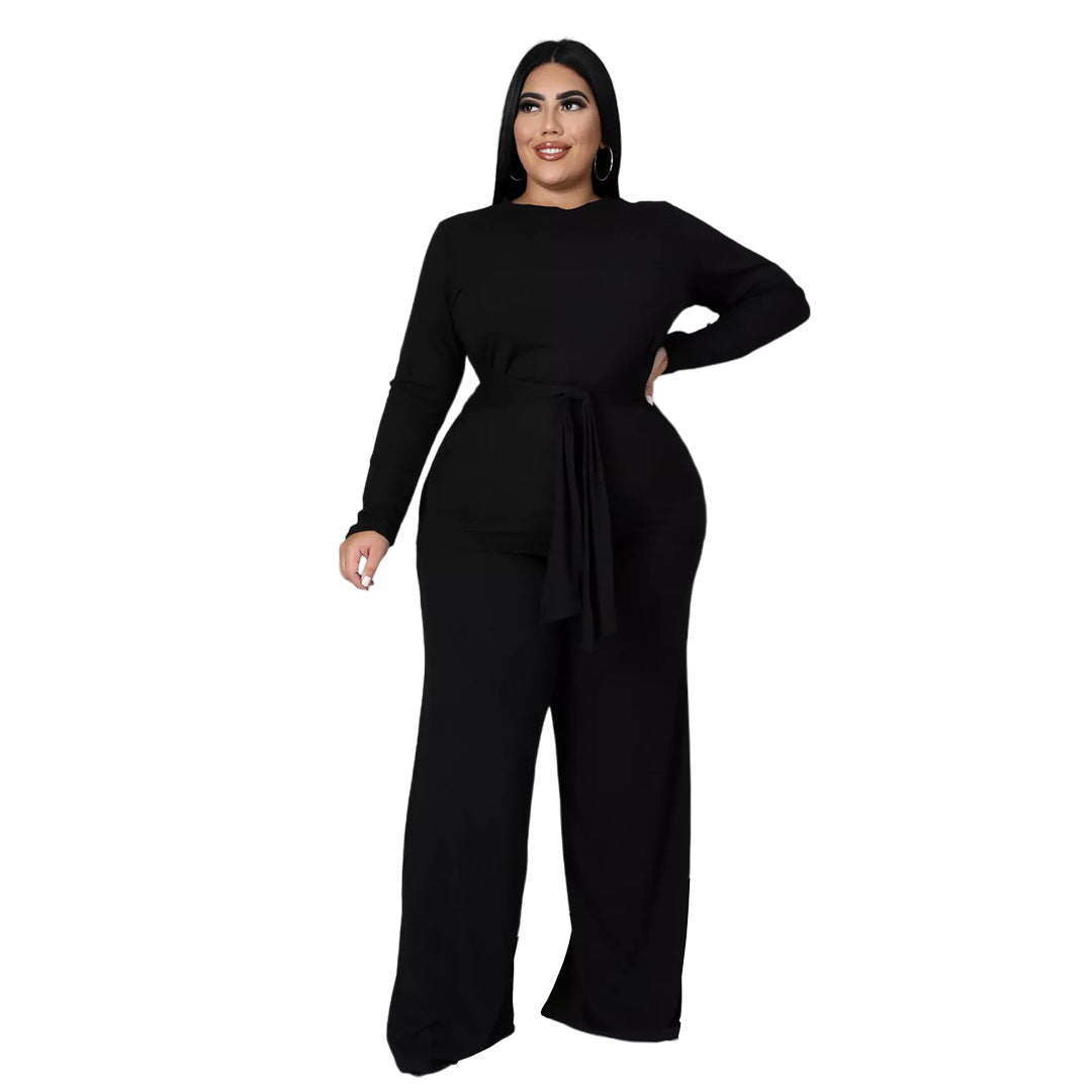 Plus Size Women's Strip Cloth Two-piece Set