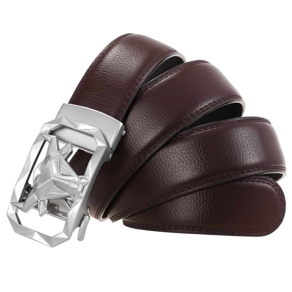 Fashion Men's Leather Belt Alloy Automatic Buckle