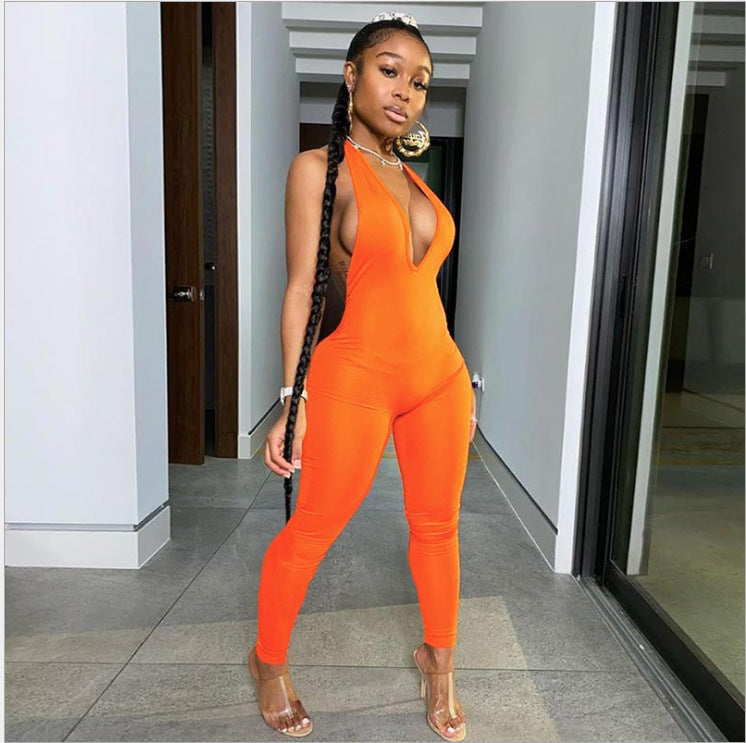 Fashion Backless V-neck Jumpsuit