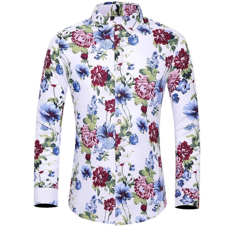 Long-sleeved Floral Design Shirt