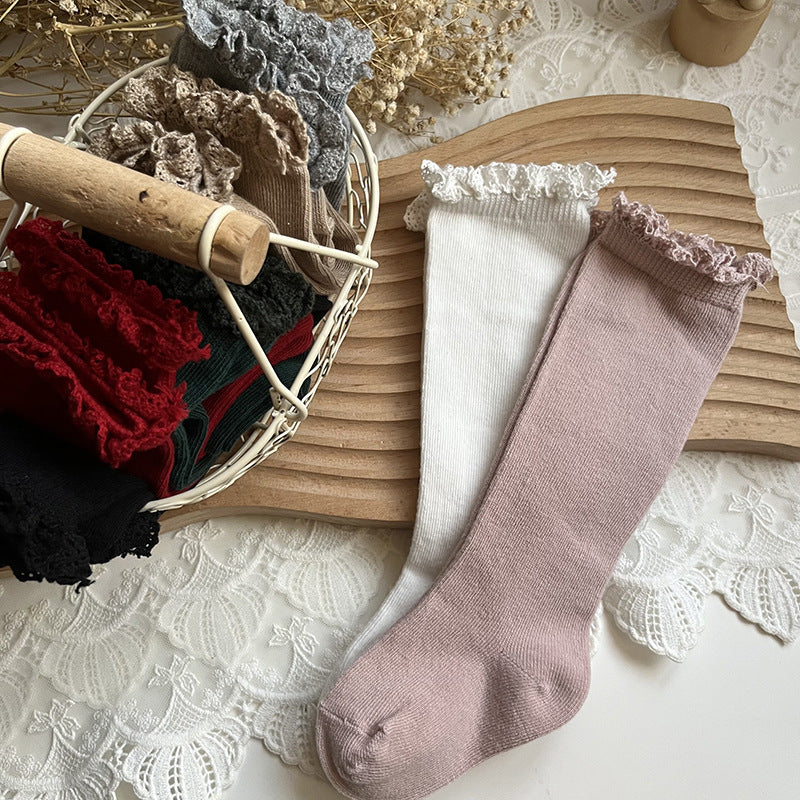 Mid-calf Lace Combed Cotton Baby Socks