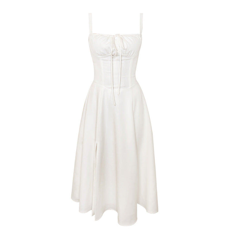 Women's White Suspender Dress