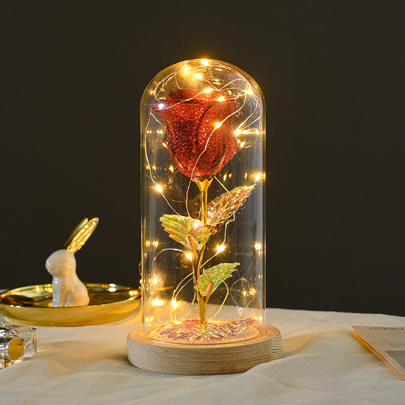 Eternal Rose Flowers LED Light In Glass