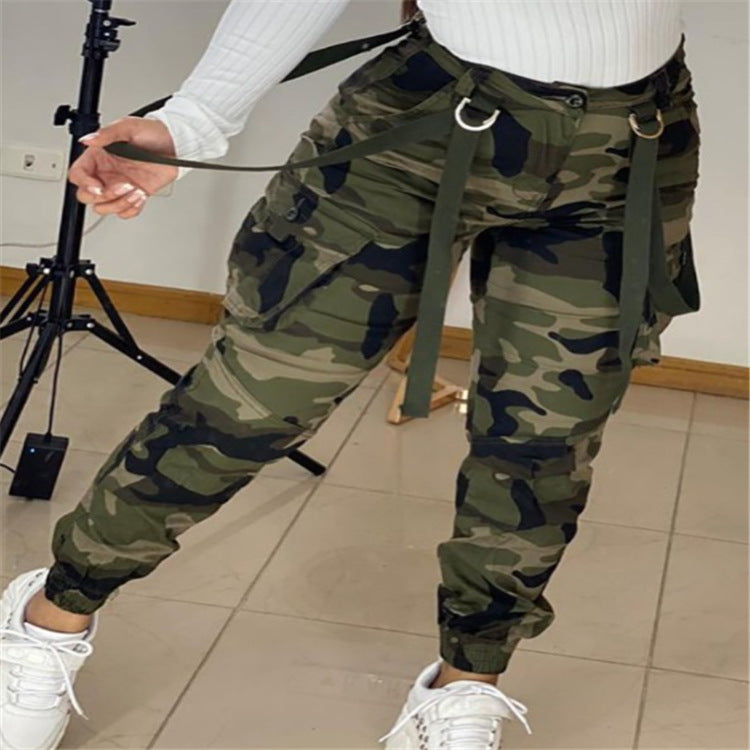 Camouflage Webbing Pencil Pants