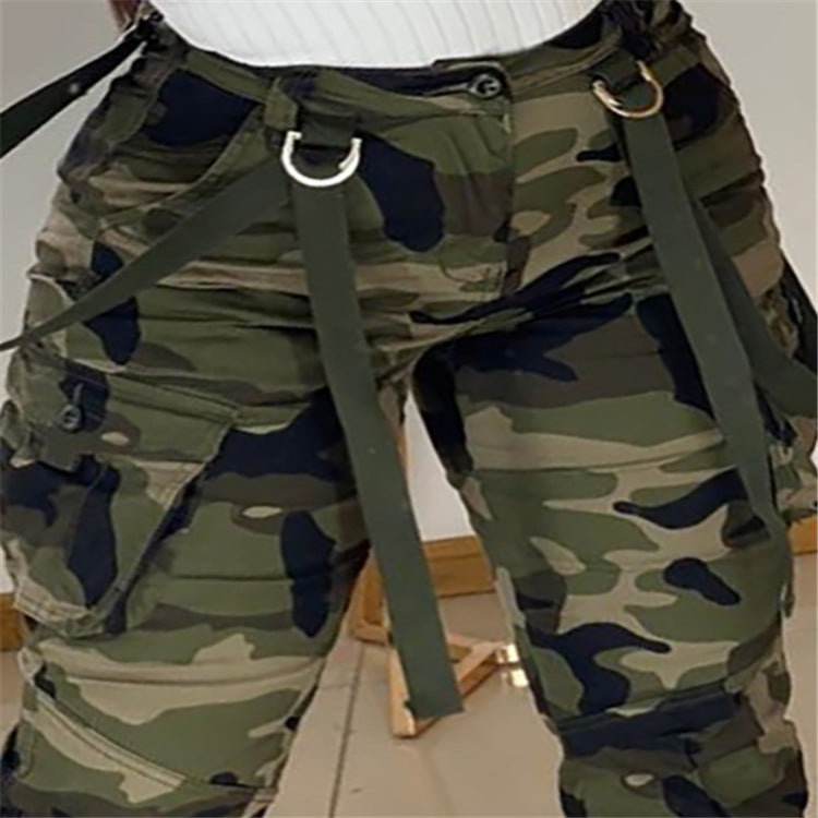 Camouflage Webbing Pencil Pants