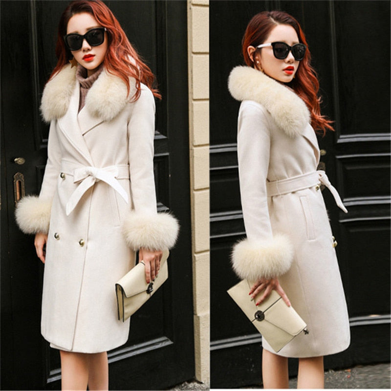 Fashion Double-Breasted Thick Warm Woolen Coat