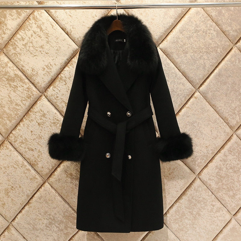 Fashion Double-Breasted Thick Warm Woolen Coat