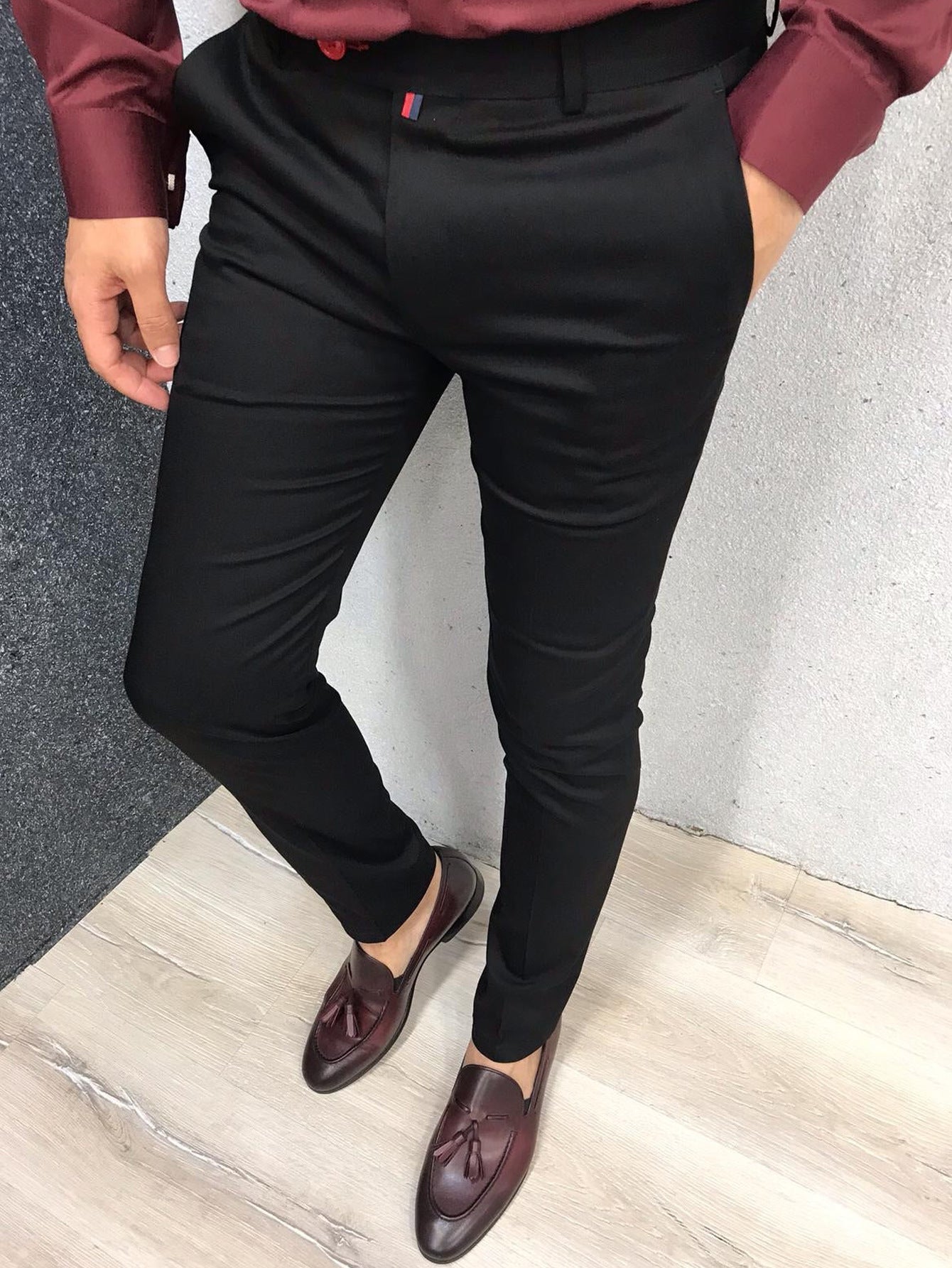 Men's Solid Color Casual Tappered Formal Pants