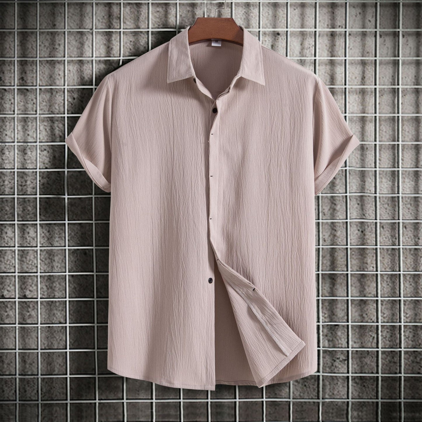 Short-sleeved Loose Solid Color Buttons Shirt