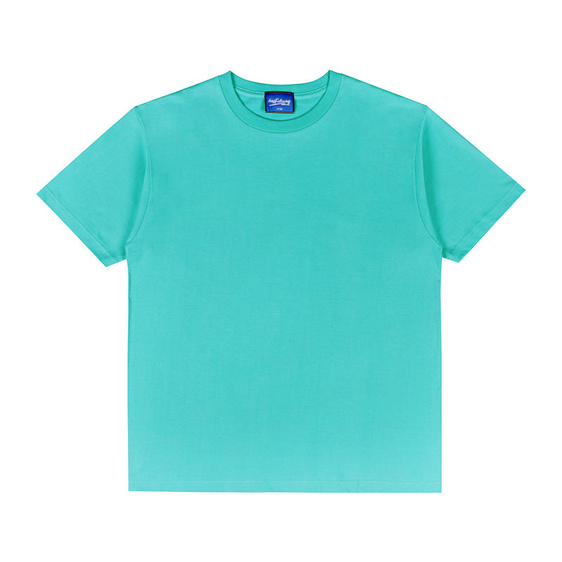 Solid Color Loose Shoulder Cotton Round Neck T-shirt