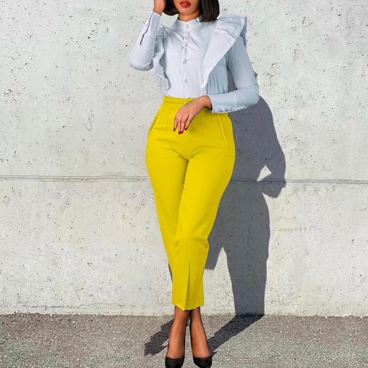 Plus Size Fashion Temperament Leisure High Waist Pants