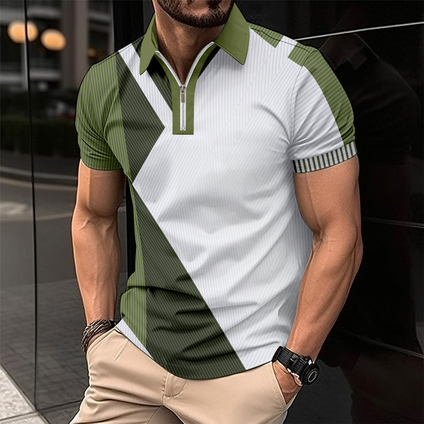 Printed Fashion Slim Color Polo Short Shirt