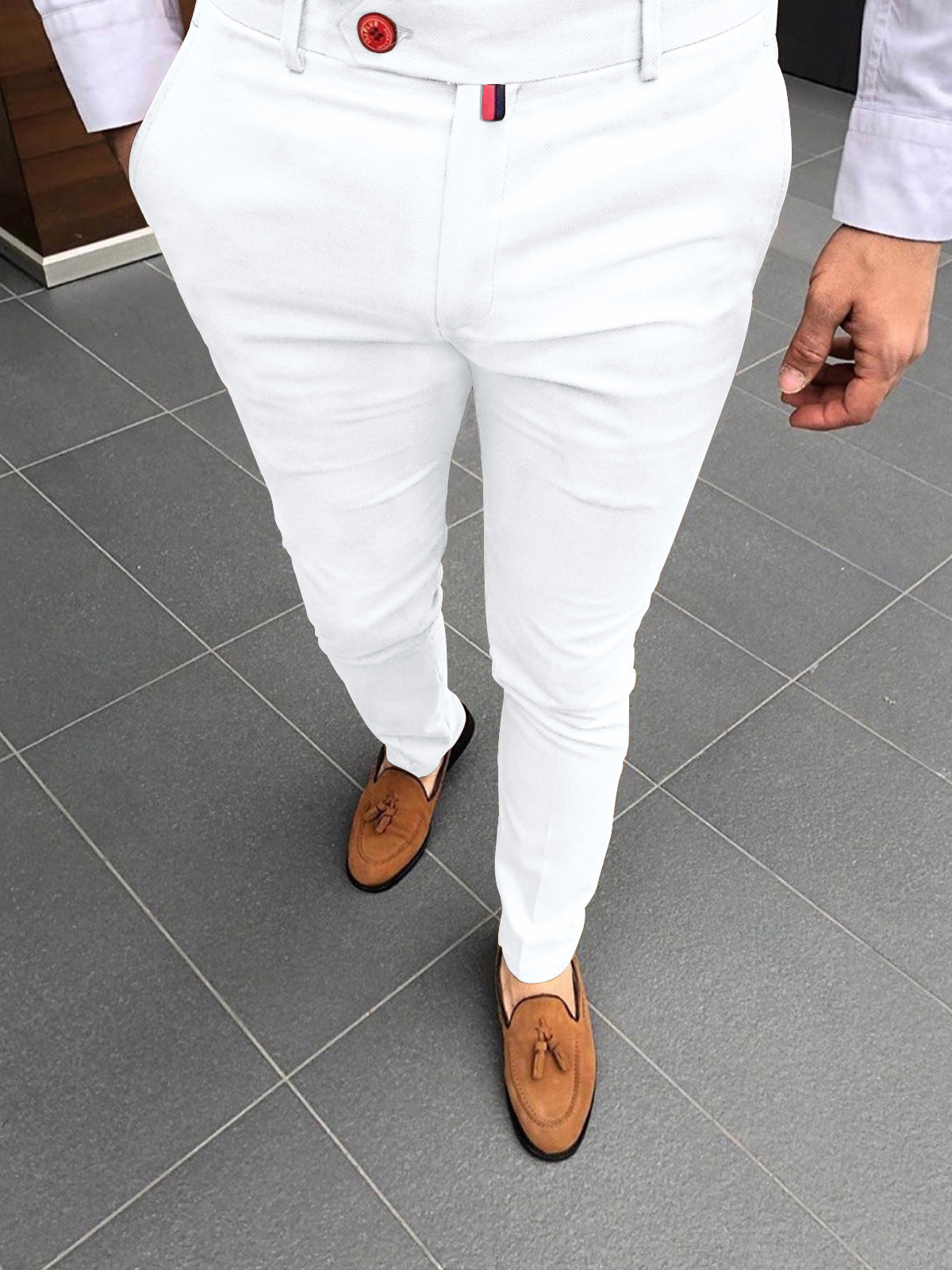 Men's Solid Color Casual Tappered Formal Pants