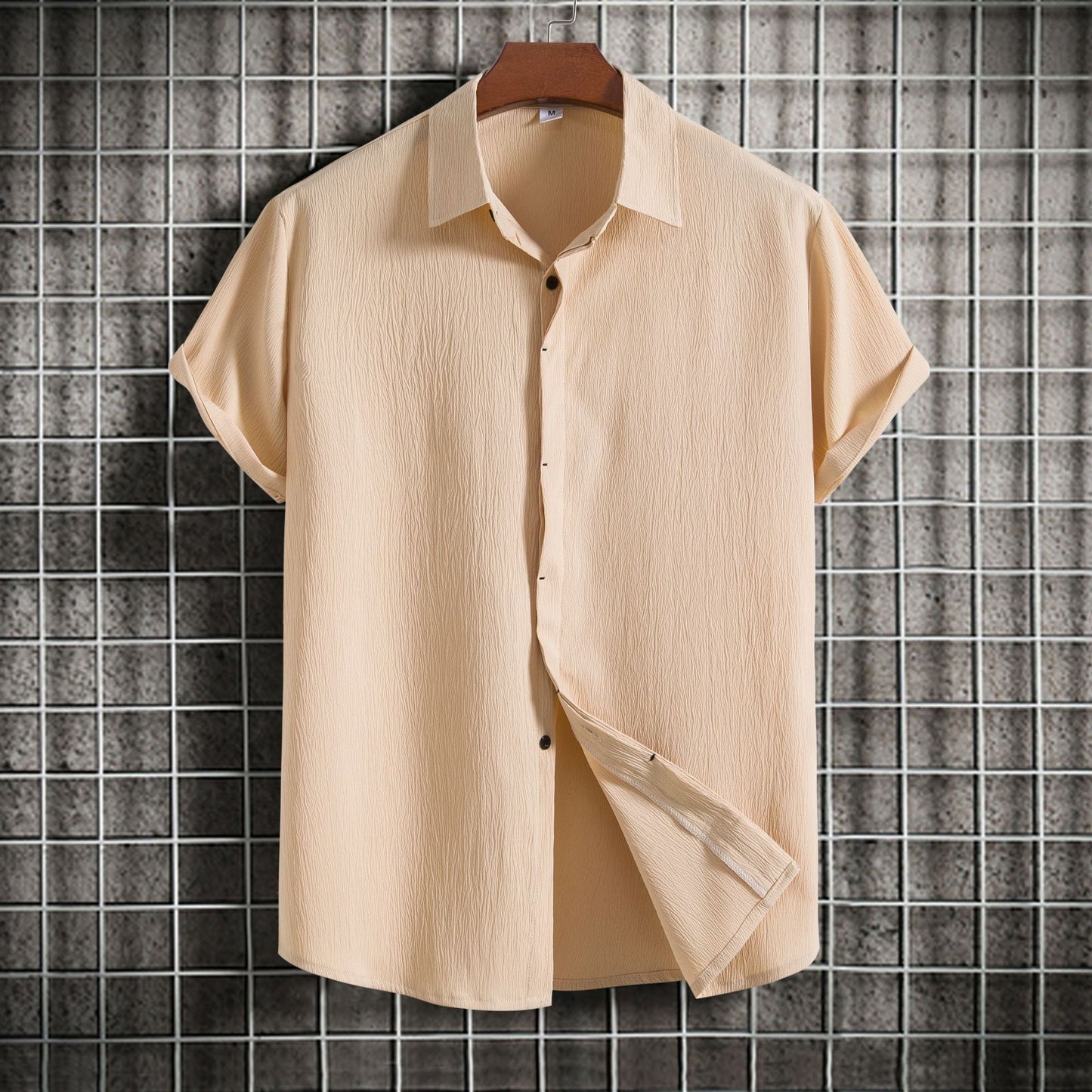 Short-sleeved Loose Solid Color Buttons Shirt