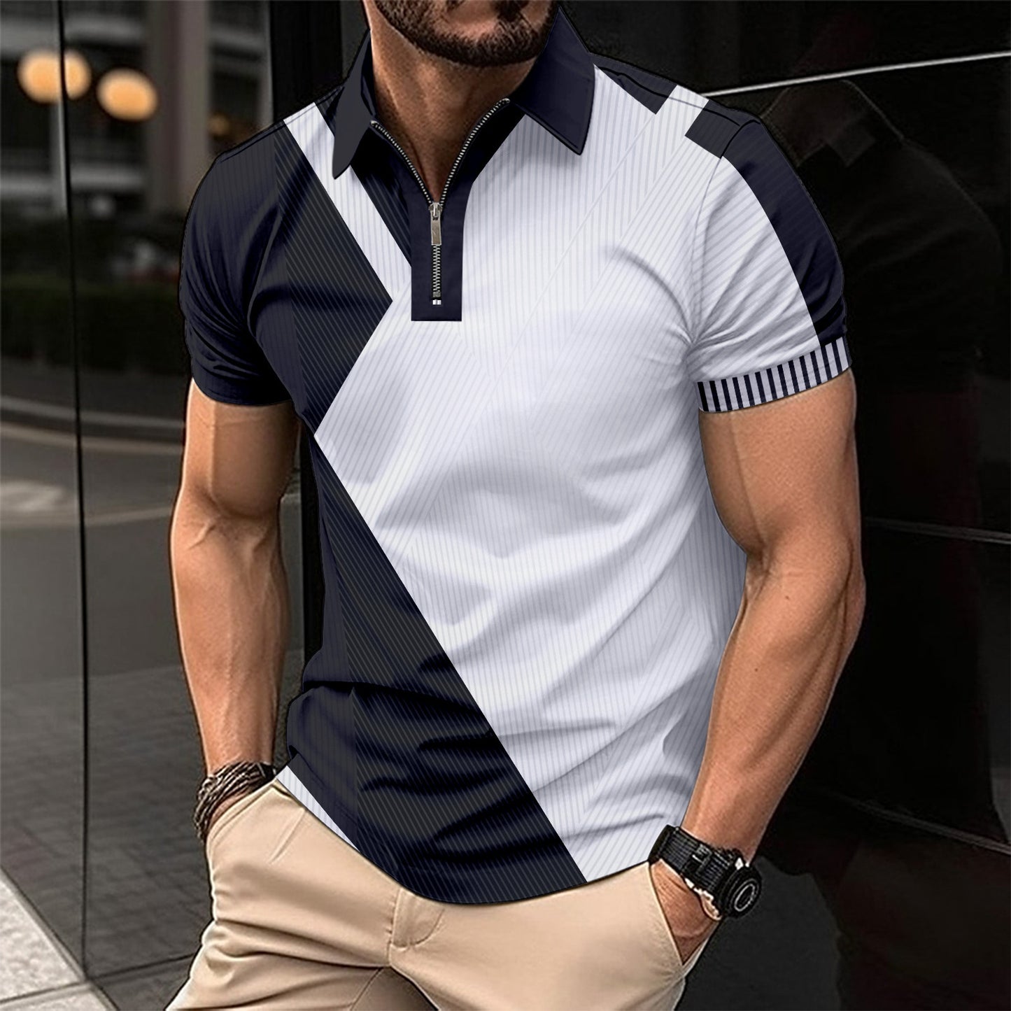 Printed Fashion Slim Color Polo Short Shirt