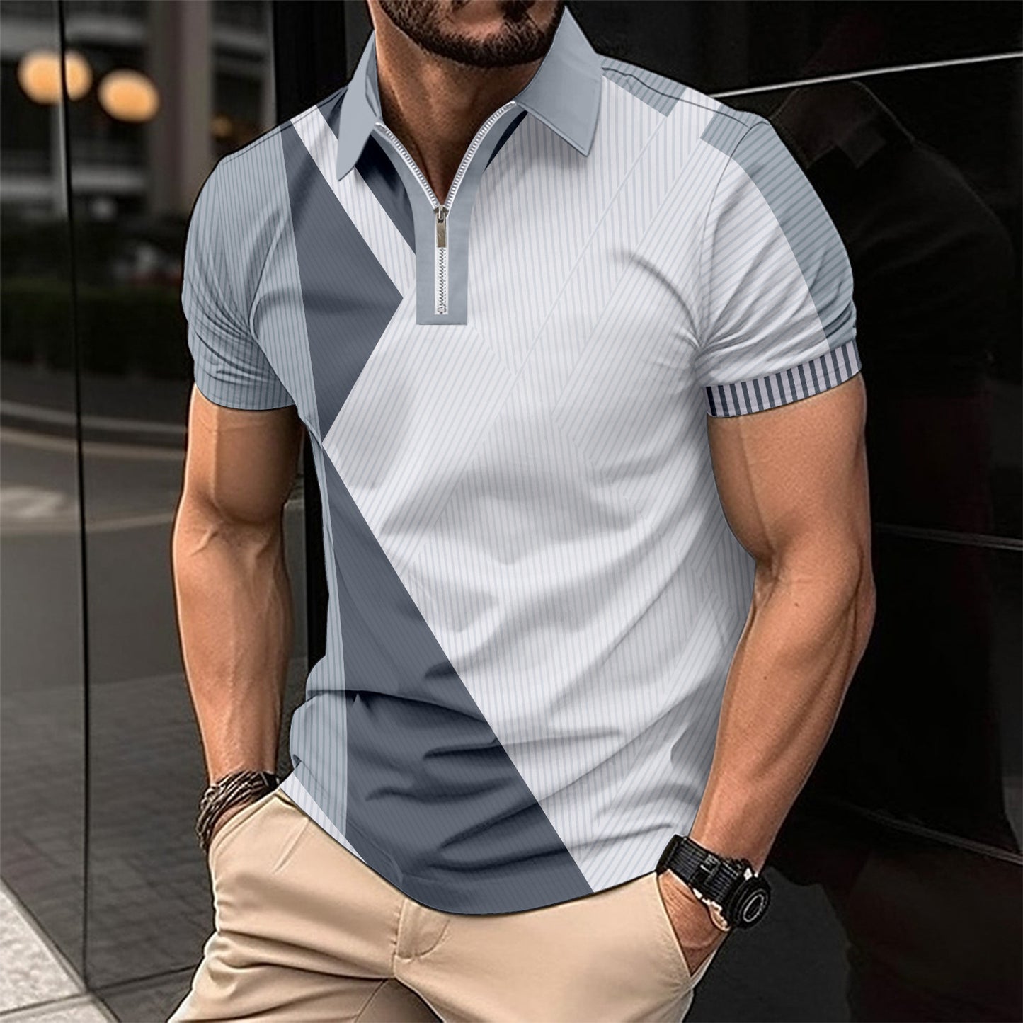 Printed Fashion Slim Color Polo Short Shirt